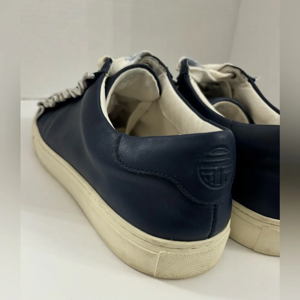 Tory Sport Blue Leather Ruffle Sneakers 36558 Size 9.5
